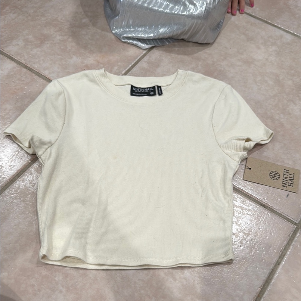 $ Ninth Hall Cream Cropped T-Shirt NWT